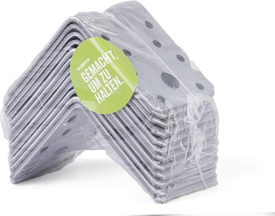 Extra Sterke Hoekijzers met Rib voor Houtverbindingen, Verzinkt, Set van 12