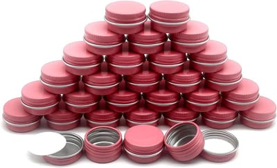Set van 30 Lege 5ml Ronde Lip Balm Blikjes, Aluminium Opbergcontainers met Schroefdop voor Cosmetica, Crème en Kaarsen, Ideaal voor Reizen en Opslag