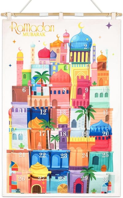 Famanu – Ramadan adventskalender - Ramadan Mubarak herbruikbare stof adventskalender met 30 zakken