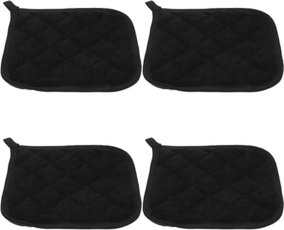 Dikke Katoenen Placemat - Onderlegger Keukenmat - Hete Pan Beschermen - Verdikking Warmte-isolatie - 17.5 x 17 cm - Zwart
