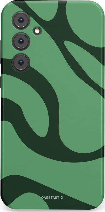 Casetastic hoesje geschikt voor Samsung Galaxy A35 - Dubbellaagse bescherming - Khakigroene Bos Blobs - Fashion Case - Saliegroen Donkergrijs