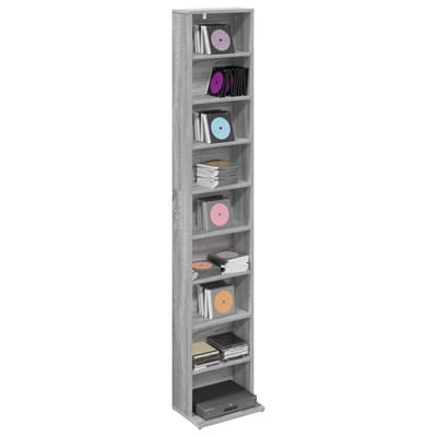vidaXL - CD - Kast - Grijs - Sonoma - 33 - x - 23,5 - x - 175 - cm - Bewerkt - hout