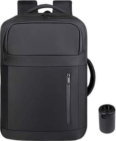 Famanu – Vacuümrugzak, Rugzak 55 liter, waterdicht, uitbreidbaar met laptopvak, schouderriem en bagageriem, voor reis/zakelijk, Zwart