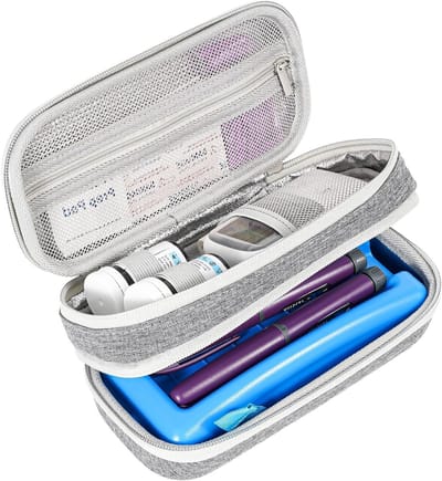 Dubbele Insuline Koeltas voor Diabetici - Ideaal voor Reizen en Opslag van Insuline - Grijze Reisoplossing voor Diabetesbeheer