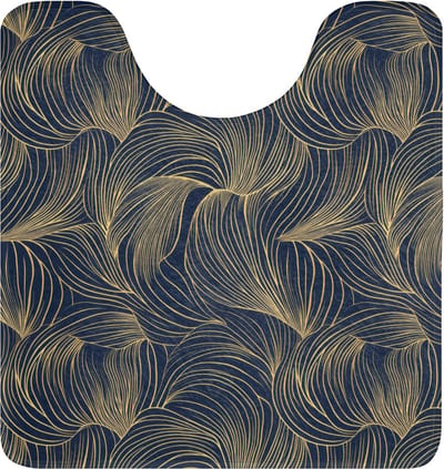 WC mat met uitsparing 55x60 cm - Antislip - Abstract - Lijnen - Blauw - Goud - Toiletmat met uitsnijding - Vloermat - Douchemat - Toilet tapijt - Toiletmatten