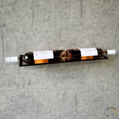 Wijnfleshouder voor aan de Muur – 2 Flessen | Staal | Zwart Gecoat | Weterings Store