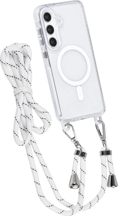 Hoes Geschikt voor: Samsung Galaxy S24 Hoesje voor om de nek - Magnetisch Magsafe Hoesje Met Koord - Hoes Met Koord - Hoes Cover Met Koord - Wit