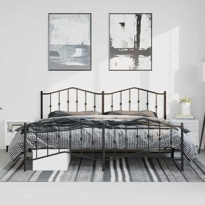 vidaXL - Bedframe - met - hoofd- - en - voeteneinde metaal - zwart - 193x203 - cm
