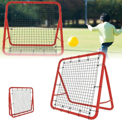 SVN® Rebounder voetbal - Rebounder – Stuitbaltrainer – Verstelbaar – Rood/Zwart - ‎100cm x 100cm x 65 cm; 6kg