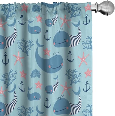 ABAKUHAUS Wal Gordijnen – 2x75x245 cm – Mikrofaser – Halfdonker – Blassblauw/Marineblauw