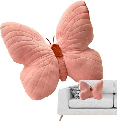 Sierkussen Vlinder - Pluche decoratie - Woonkamer inrichten - Zacht knuffelgevoel - 40 cm - Meerdere kleuren