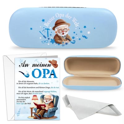 Dailygoods- Brillenkoker voor Opa - Geschenken - Cadeau voor Opa - Verjaardag/Kerstmis - Blauw - One size - Brillenetui