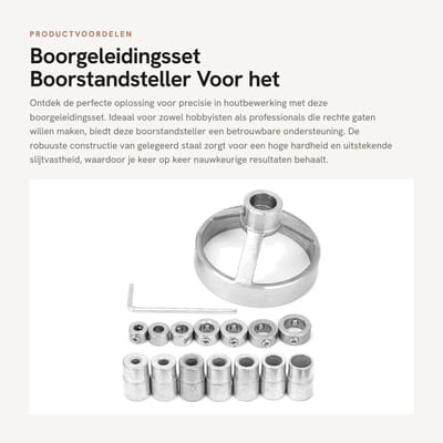 Dailygoods- Boorgeleidingsset Hoge Hardheid - Boorstandsteller - Stalen Boorarmatuur - Schroefgatontwerp - 7 Boorhulzen - 418 g Gewicht