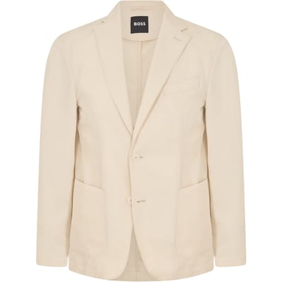 Boss Herenblazer met Henry-notch-kraag (Wit)