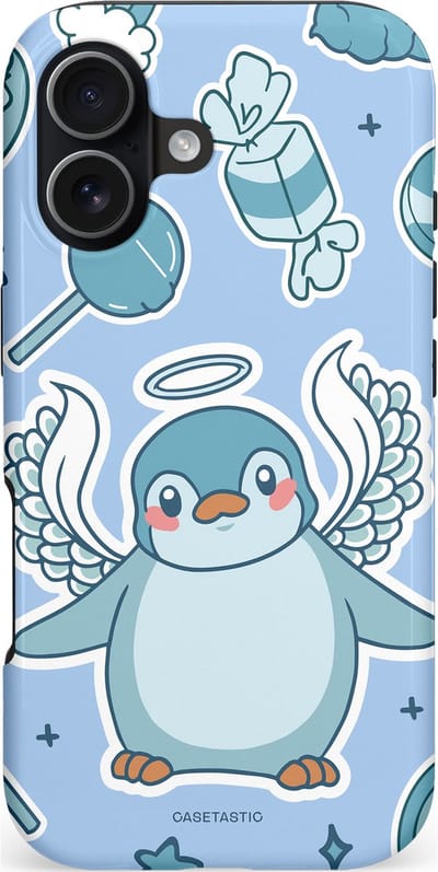 Casetastic hoesje geschikt voor Apple iPhone 17 - MagSafe - Dubbellaagse bescherming - Pinguin vleugels - Fashion Case - Lichtblauw Lichtgrijs Wit
