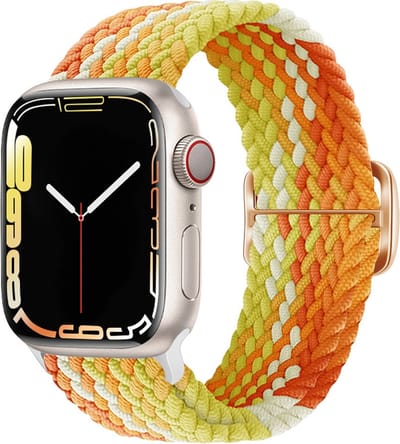 Nylon bandje - geschikt voor Apple Watch 1/2/3/4/5/6/7/8/9/10/11/ SE (1,2,3) met maat 38 mm / 40 mm / 41 mm en 42 mm (Watch 10/11) - zonlicht