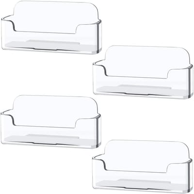 Set van 4 Acryl Visitekaarthouders – Transparante Business Card Holders Voor Bureau, Balie En Receptie