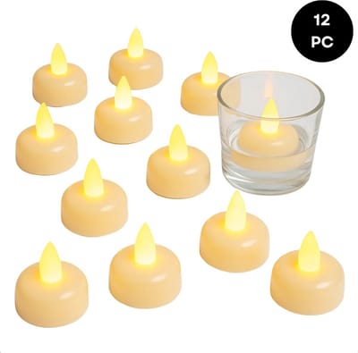 Lomera LED Drijfkaarsjes - Drijfkaars Set - Elektrische Drijfkaarsen - Waterdichte Kaarsen - Kunststof Theelichtjes - LED Waxinelichtjes - Inclusief Batterij - Set van 12 - Contact met Water - Sfeerlichtjes - Nepkaarsen - Veilige Kaarsen