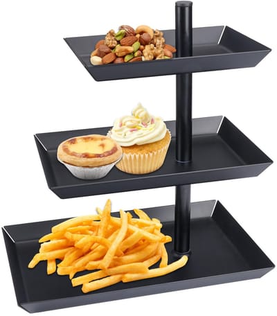 carmdering - Etagere 3 Stöckig - Servierständer - Metall Schwarz - Für Kuchen Muffins Obst - Für Party & Küche
