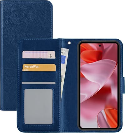 Hoesje - Met Pasjeshouder - Geschikt voor Google Pixel 10 - Luxe Bookcase Portemonee - Flip Case - Kunstleer Book Case - Flipcase - Book Cover - Walletcase - Portemonneehoes - Donkerblauw