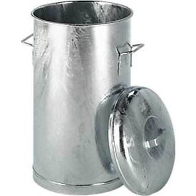 Plaatstalen afvalbak, met deksel, 60 liter, Ø 380 x h 630 mm