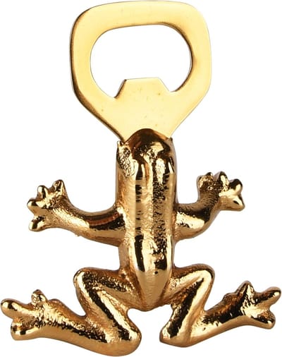 Dekoratief | Flesopener kikker in giftbox, goud, aluminium, 10x8x2cm | A238263