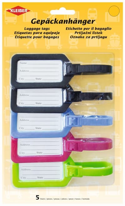 KLEIBER bagagelabel, set van 5, kleuren assorti
