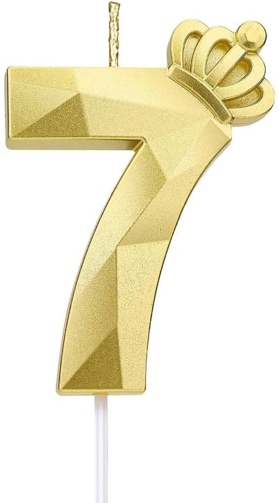 Kaarsen, 7,6 cm grote Happy Birthday-kaars met prachtige 3D-kroon, taartopzetstuk, decoraties voor bruiloft, jubileum, verjaardag, reünie, themafeest, decoratie, feest (goud-7)