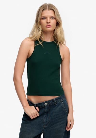 Superdry ESSENTIAL LOGO RACER VEST Dames Top - Enamel Green