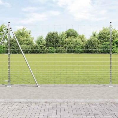 vidaXL - Gelast - Draadhek - met - Betonnen - Basis - 25 - x - 1,5 - m - Zilverkleurig