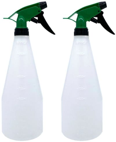 Pro Garden Plantenspuit - 2x - water versproeiers - kunststof - groen/zwart - inhoud 1 liter - voor binnen in huis of in de tuin