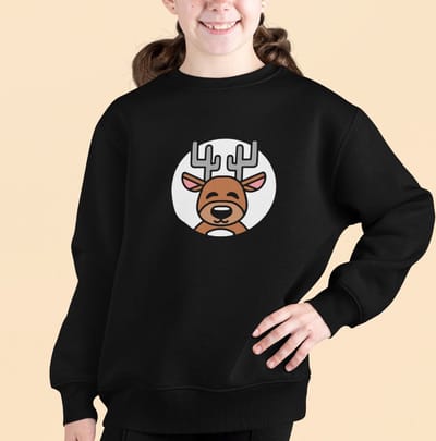 Kersttrui Zwart Kind - Rendier (3-4 jaar - MAAT 98/104) - Kerstkleding voor jongens & meisjes