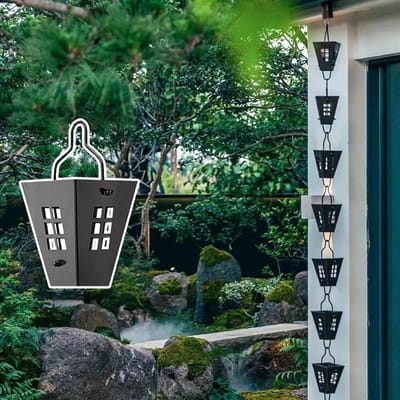 Regenketting - Dakgoot decoratie - Waterafvoer decoreren - Duurzaam aluminium - Tot 5 meter - Zwart