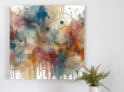 Modern aquarel schilderij | Abstracte waterspiegeling van de moderne wereld: een aquarelschilderij | Kunst - 60x60 centimeter op Forex | Foto op Forex