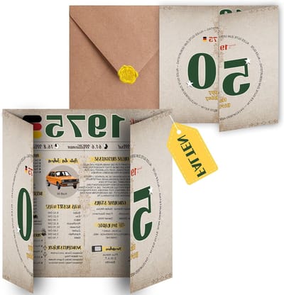 Gepersonaliseerde Vintage Verjaardagskaart 60 Jaar | Vouwbare Grote Kaart met Envelop | Nostalgisch Cadeau voor Mannen en Vrouwen