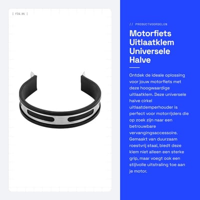 Dailygoods- Uitlaatklem Universele Pasvorm - Halve Cirkel - Uitlaatdemper Houder - Roestvrij Staal - Compact Design - Zwart/Zilver - Uitlaatbeugel