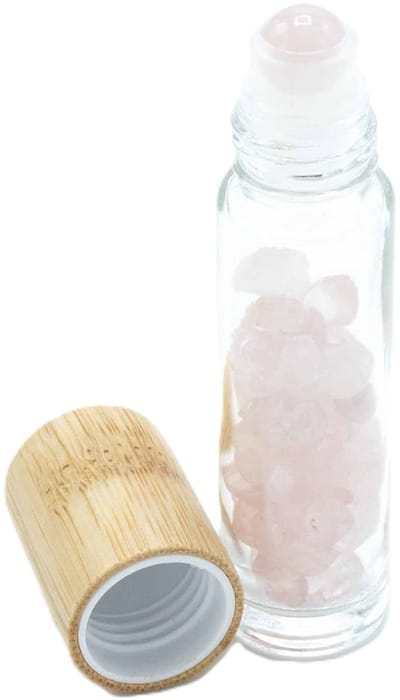 Edelsteen rollerflesjes 10ml - rozenkwarts - houten dop - 2 stuks - aromatherapie