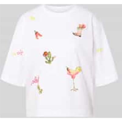 T-shirt met motiefstitchings