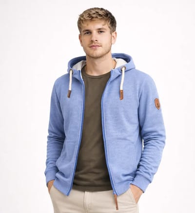 Lizzard Sports Zeus Hoodie Heren Jeans Milans Milans - Maat S - Hoodie met Rits en Steekzakken - Sweatvest met Capuchon - Zomer Sweater Heren