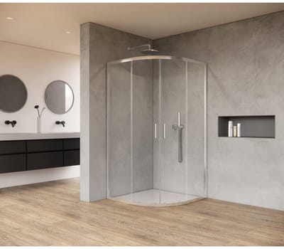 FugaFlow Efficiente Vetro Douchecabine - 90x90x200cm - kwartrond - helder glas - profiel - chroom