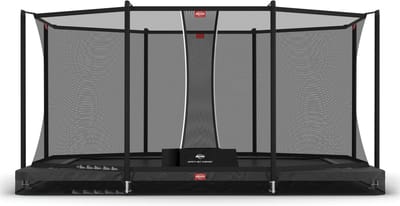 BERG Ultim Favorit InGround 410 Trampoline - Safety Net Comfort - AirFlow Springdoek - Grijs
