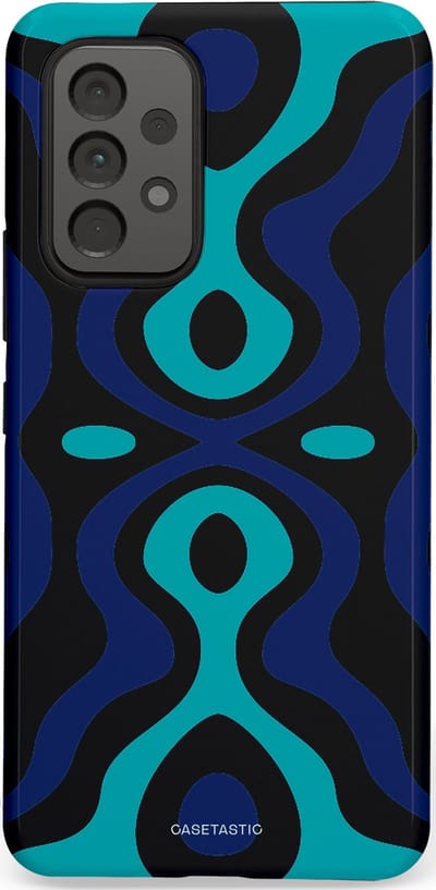 Casetastic Hoesje Geschikt voor Samsung A53 - Stijlvolle Beschermende Duo-layer Case - Blauwe Golf Lijnen