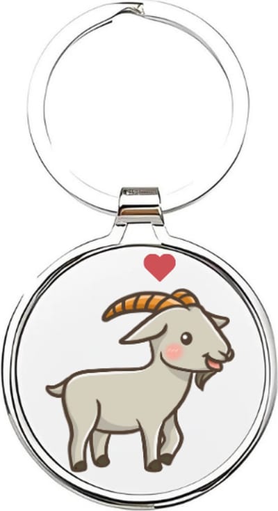 Akyol - Geit Sleutelhanger - geit - dierenliefhebbers - Goat - sleutelhanger met een hartje - Lammetjes sleutelhanger - 4 x 7,5 CM