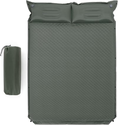 Famanu – Camping isomat voor 2 personen - zelfopblazend - luchtmatras met kussen - outdoor - camping - matras - isomat - opvouwbaar - ultralicht - luchtbed - opblaasbaar bed - campingmat met voetpomp voor tent -