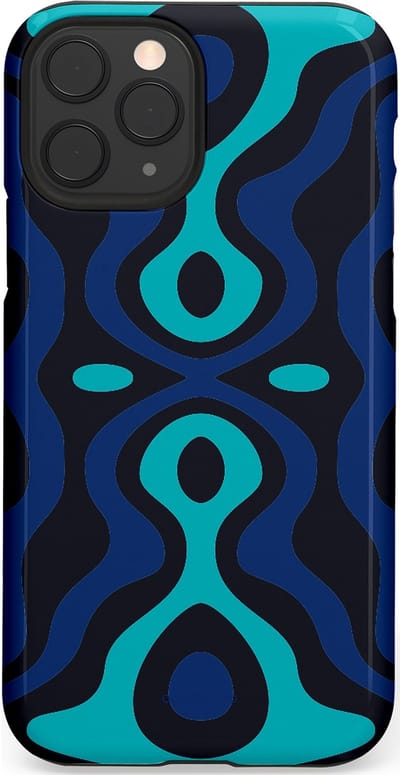 Casetastic Hoesje Geschikt voor Apple iPhone 11 Pro - Stijlvolle Beschermende Duo-layer Case - Blauwe Golf Lijnen