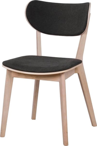 Rowico Home Kato Eikenhouten Eetkamerstoel Whitewash - Met Grijze Zitting - Hout - Stof - Scandinavisch