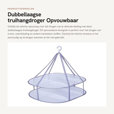 Dailygoods- Truihangdroger Dubbellaags - Opvouwbaar Droogrek - Kledinghanger - Winddichte Haak - Polyester - Gegalvaniseerd Staaldraad