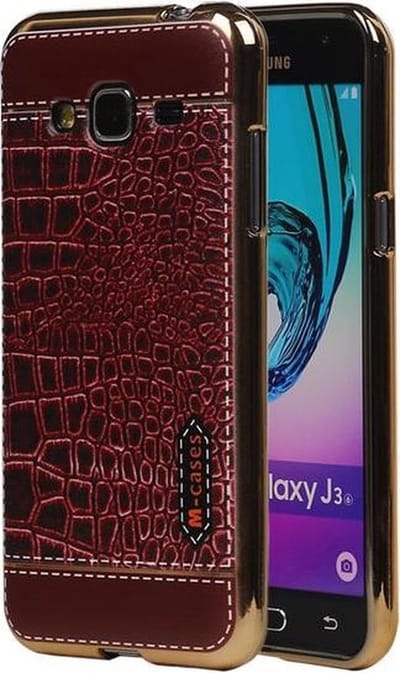 M-Cases Bruin Krokodil Design TPU back case hoesje voor Samsung Galaxy J3 2016