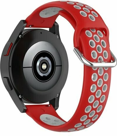 By Qubix - Geschikt voor Garmin bandje - Geschikt voor Garmin Vivomove 3 / HR / Luxe / Sport / Style / Trend - Siliconen sportbandje met gesp - Rood + grijs - Smartwatch bandje 20mm