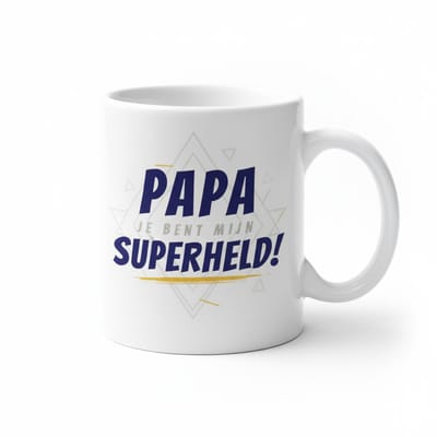 Papa Je Bent Mijn Superheld Mok 330ml – Witte Koffiemok – Perfect Vaderdag Cadeau voor Superheld-Papa’s